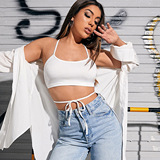 Короткая сексуальная приятная телу майка топ, европейский стиль, (Трансграничная торговля)