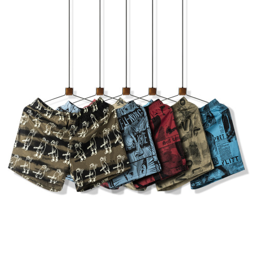 Alow Men's Trendy 50-Single Cotton Printed Underwear Men's Mid-Waist Full Cotton Men's Loose Shorts Home Wear