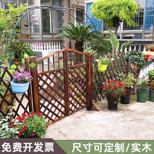 Fence Gate Outdoor Anti-Corrosion Wood Fence Gate Courtyard Decoration Grid Solid Wood Gate Vegetable Patch Garden Yard Pastoral Fence