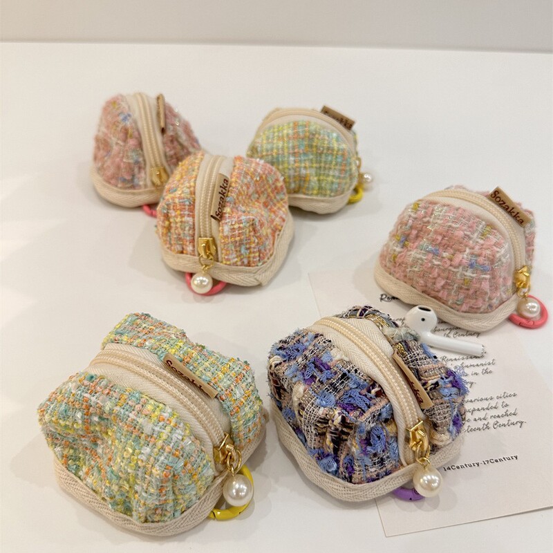 39181 woolen plaid for Apple wireless Bluetooth headset protective cover airpods cute portable pouch