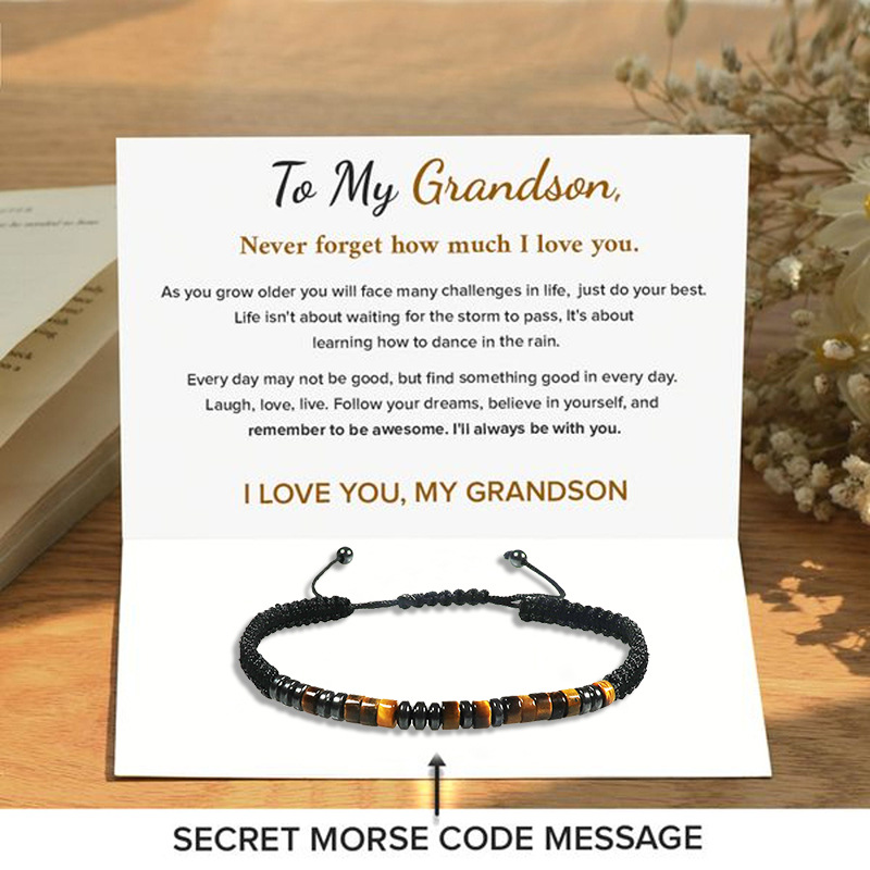 rope, obsidian Chain Material Simple Style Geometric Rope Obsidian Beaded Men's Bracelets Men's Chain Bracelets