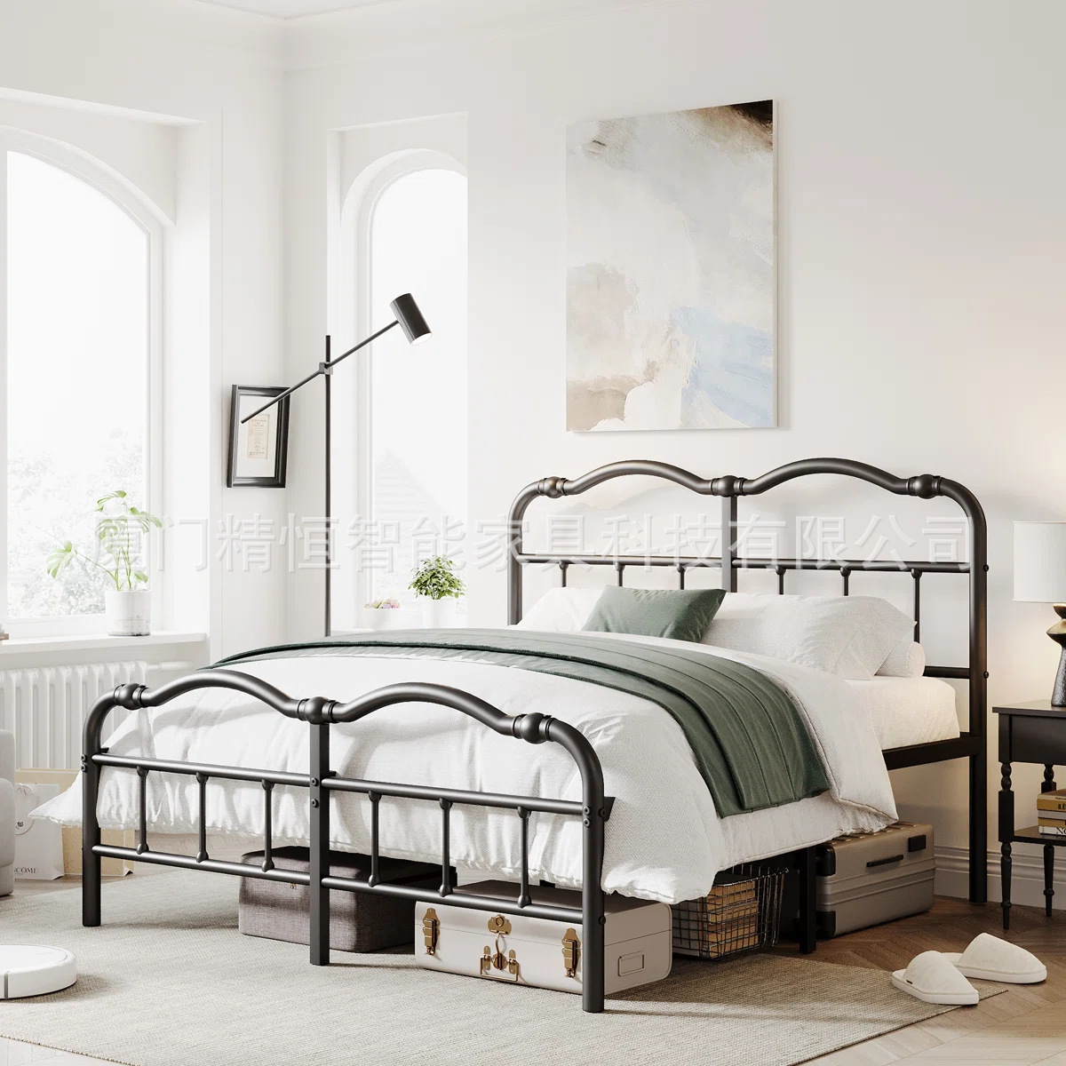 Jingheng Iron Bed American Iron Bed Bed Frame Bedroom Home Double Bed Nordic Style Modern Simple Customized Wholesale