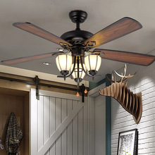美式吊扇灯客厅餐厅卧室简约灯扇加带电风扇吊灯北欧复古风扇灯具