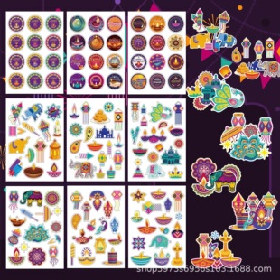 Et015 Cross-Border India Diwali Lamp DIY Sticker Ghost Puzzle Sticker Cartoon Sticker