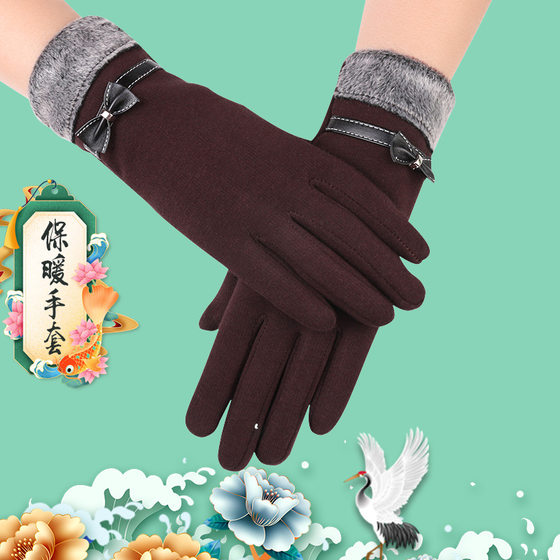 Warm gloves autumn and winter velvet ladies outdoor riding gloves velvet padded cold-proof touch screen gloves cross-border