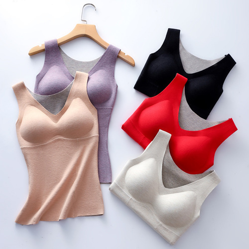 Women's Thick Fleece Lined Warm Underwear Top with Padding for Autumn and Winter - New Arrival Invisible Seamless Warm Vest for Layering - Bulk Wholesale
