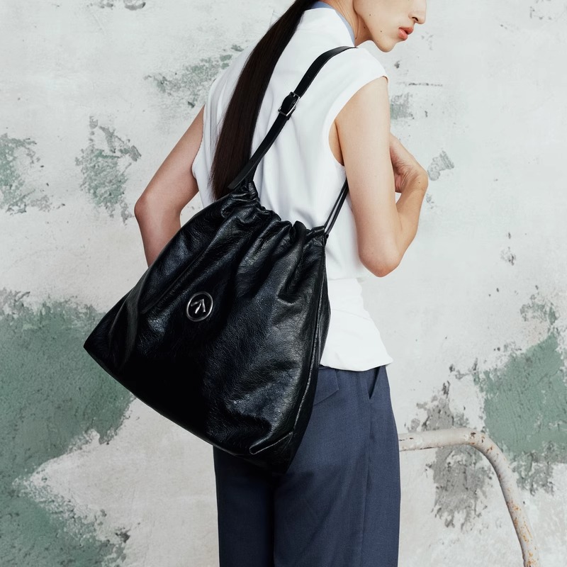 GROTTO Autumn/Winter Genuine Leather Garbage Large Capacity Mother and Child Single Shoulder Crossbody Bag_voghion.com