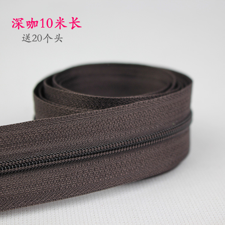 Bolsa DIY accesorios de tela ropa cremallera tirón cabeza accesorios de cuero N ° 5 color largo nylon sola cabeza doble cabeza