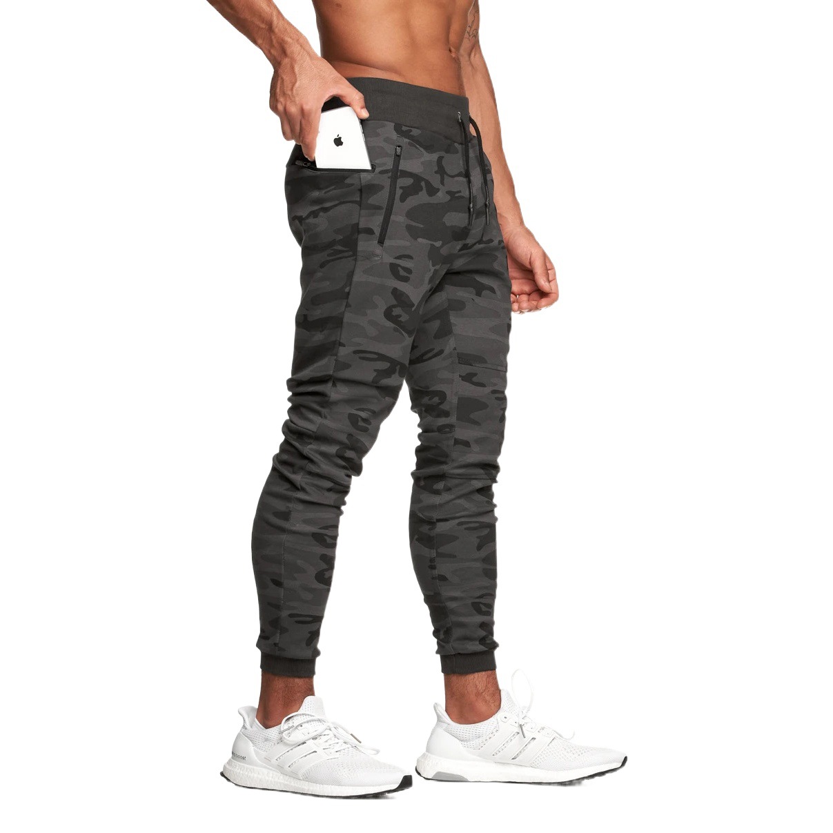 2022 de moda de estilo europeo y americano de los hombres de los deportes de los pantalones casuales de camuflaje de entrenamiento muscular de fitness slim fit tobillo-atado Pantalones