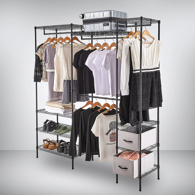 Kawai bedroom economical row combination wardrobe adjustable walk-in black powder coated large size wardrobe hanger