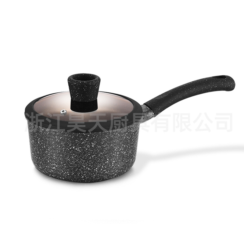 Olla de sopa de fondo plano antiadherente, juego de utensilios de cocina, olla de fundición a presión de piedra médica, juego de cocina de diez piezas