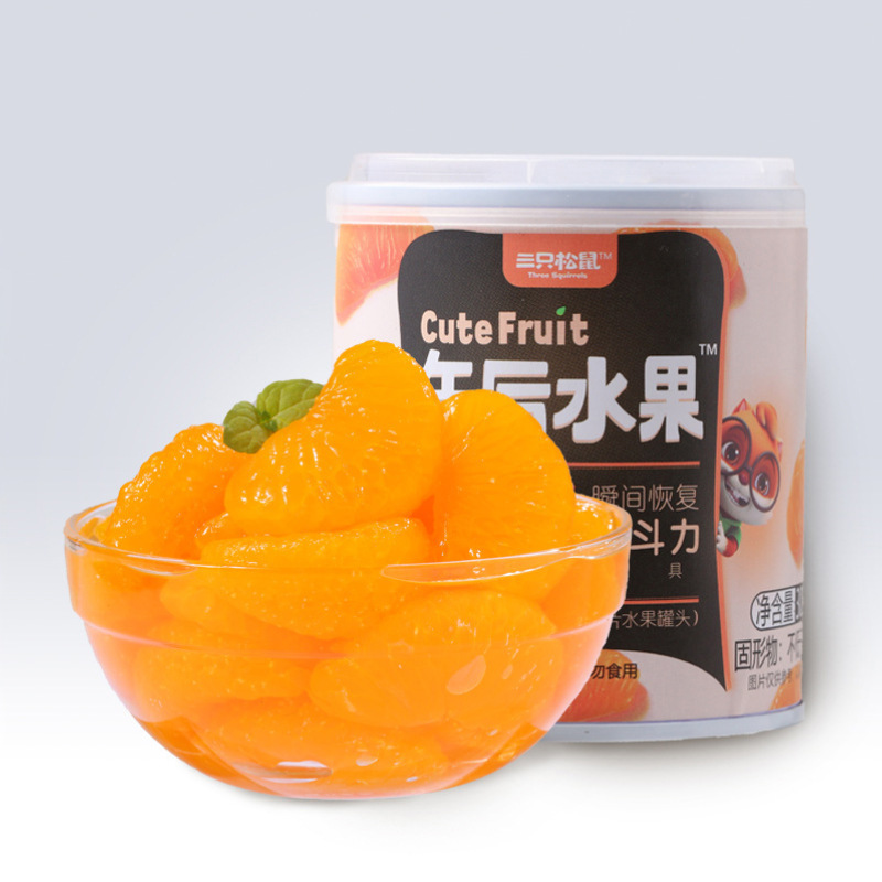 一件代發三隻松鼠橘爽罐頭300g桔子清爽橘片休閒午後水果擠壓變形