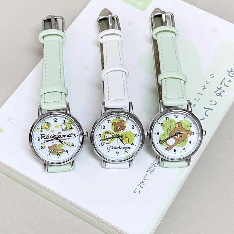 Rilakkuma Watch Female Student Small Dial Cartoon Watch Junior High School Student Exam Watch Lucky Four-Leaf Clover Gift