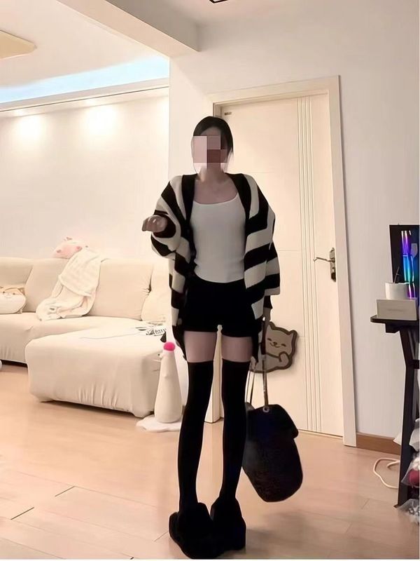 韩系早秋季穿搭宽松慵懒风针织衫开衫毛衣女休闲百搭条纹外套上衣|undefined