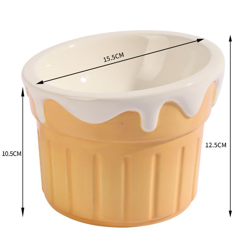 Cat Bowl Food Basin Ceramic Dog Bowl High Foot Oblique Mouth Protection Cervical Spine