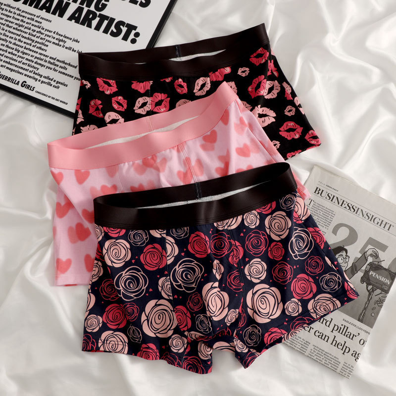 New Men's Underwear Cotton Boxer Pants Tanabata Valentine's Day Gift for Boyfriend Fashionable High Sexy Boxer Pants