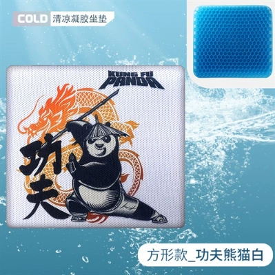 Ice Mat Removable and Washable, Cool pad - kung-fu-panda-white-square-style