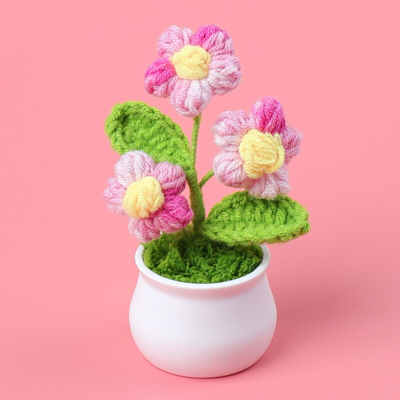 完成したウールひまわり鉢植えスズラン造花チューリップデスクトップ装飾品バレンタインデー教師クラスメートギフト|undefined