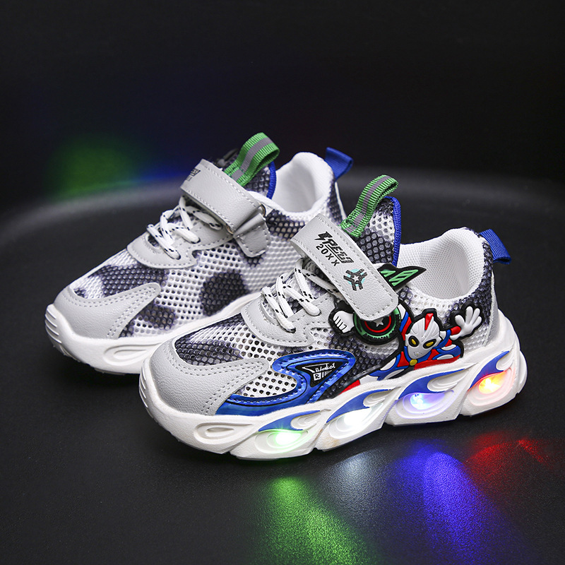 Summer Children's Casual Shoes with Light Glow Cool Cartoon Sneakers Single Mesh Breathable Boys' Shoes Torre Shoes