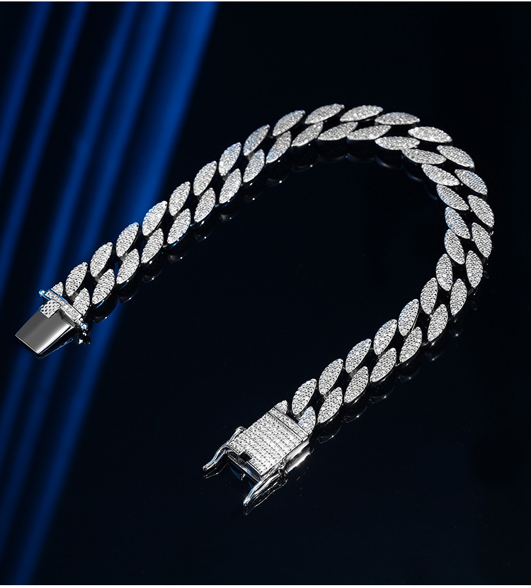 Geometric Pattern Hip-Hop Geometric 925 Sterling Silver Men's Chain Bracelet Men's Chain Bracelets