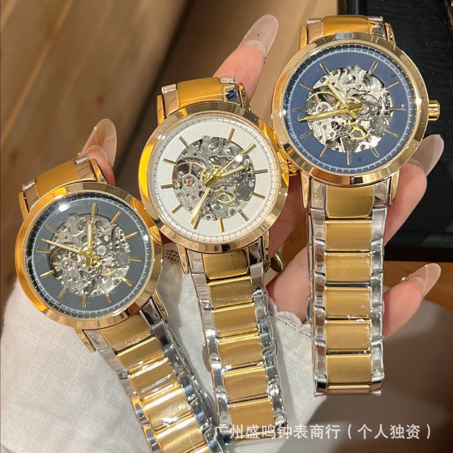 Wholesale Agent Recruitment for Fashionable Classic Retro Men's Hollow Design Three-Pin Fully Automatic Mechanical Men's Watches