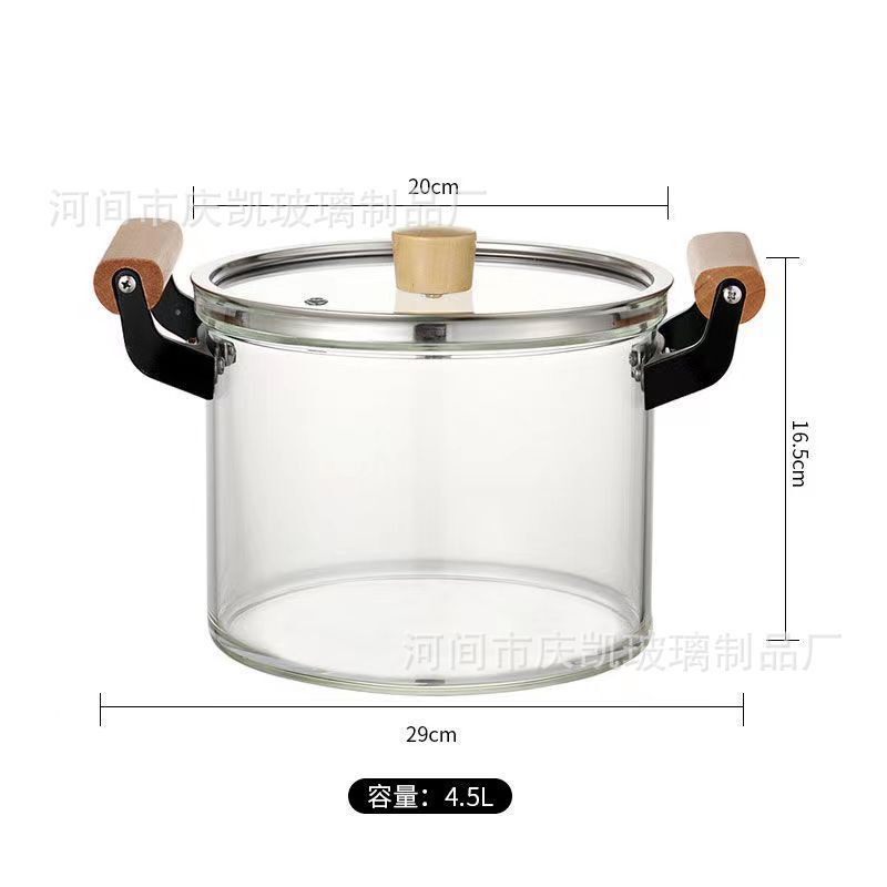 跨境高硼硅玻璃炖锅耐高温奶锅透明家用汤锅泡面碗电陶炉用玻璃锅|undefined