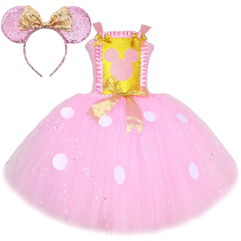 Pink Sequined Minnie Girls' Mesh Princess Dress Cartoon Animal Mouse Children's Role-Playing Puffy Tulle Dress Dress Pink Sequined Minnie Girls' Mesh Princess Dress Cartoon Animal Mouse Children's Role-Playing Puffy Tulle Dress Dress