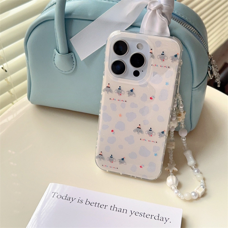 Dibujos animados ins brillo bloque de color elefante para iPhone15 Apple 16ProMax funda para teléfono móvil 14/13 femenino 15PM