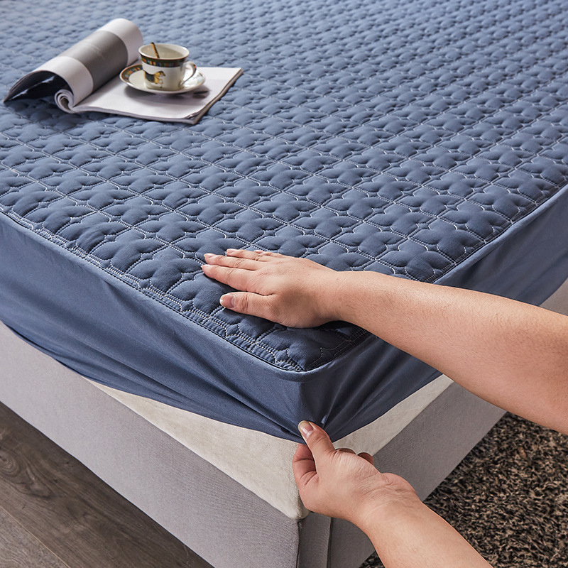 Jednoczęściowy pikowany ochraniacz z czystej bawełny, jednokolorowy, pogrubiony pokrowiec na materac hotelowy, dostępny w sprzedaży hurtowej_voghion.com