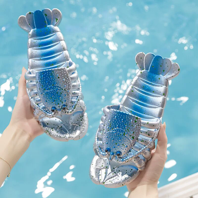 Летние тапочки из раков персонализированные креативные толстые женские пляжные забавные холодные тапочки носить водную нескользкую обувь для купания
