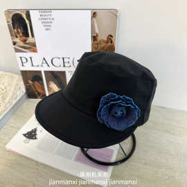 韩版复古立体花朵su干骑士帽女四季显脸小手工贴花百搭时尚马术帽