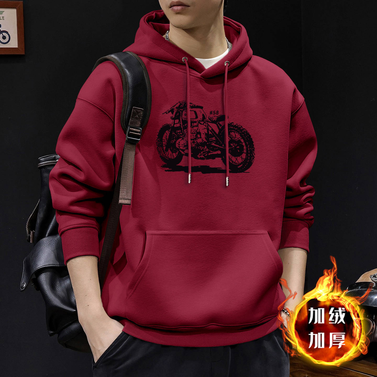 Chaqueta con capuz para hombres con veludo de otoño americano ropa de alta calle marca de moda de otoño y invierno chaqueta pesada de alto gramo