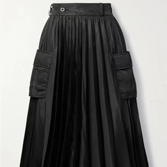 Fog sacai ss24日本デザイン感夏秋ポケット緩みシワミディアムロングa字プリーツスカート