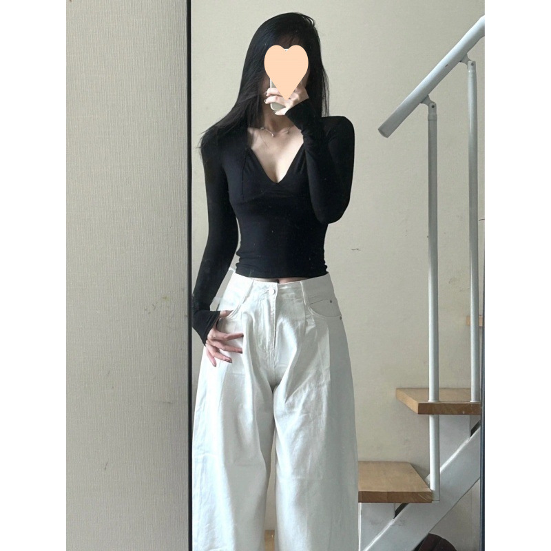 辣妹領長袖恤女秋季新款修身顯瘦內搭打底衫氣質高級感別致上衣