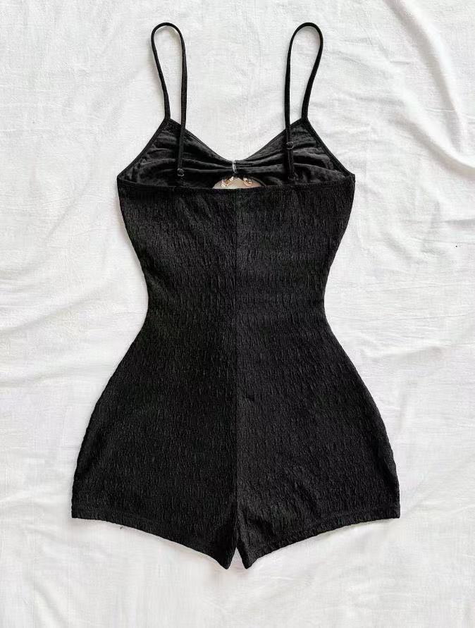 Textured Ruffle Strap One-Piece Swimsuit With Starfish Accent, Cutout Waist Design For Women's Vacation Hot Spring Wear_ecoleips.com