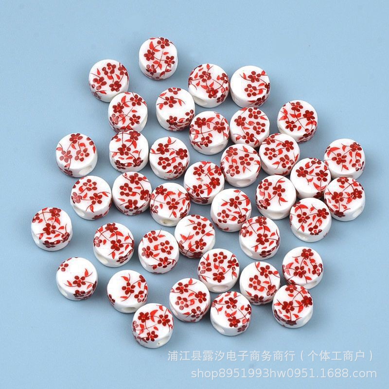 Flores de cerámica oblata esmalte de color decal de cerámica flores de estilo chino hechas a mano DIY collares pulseras pendientes accesorios