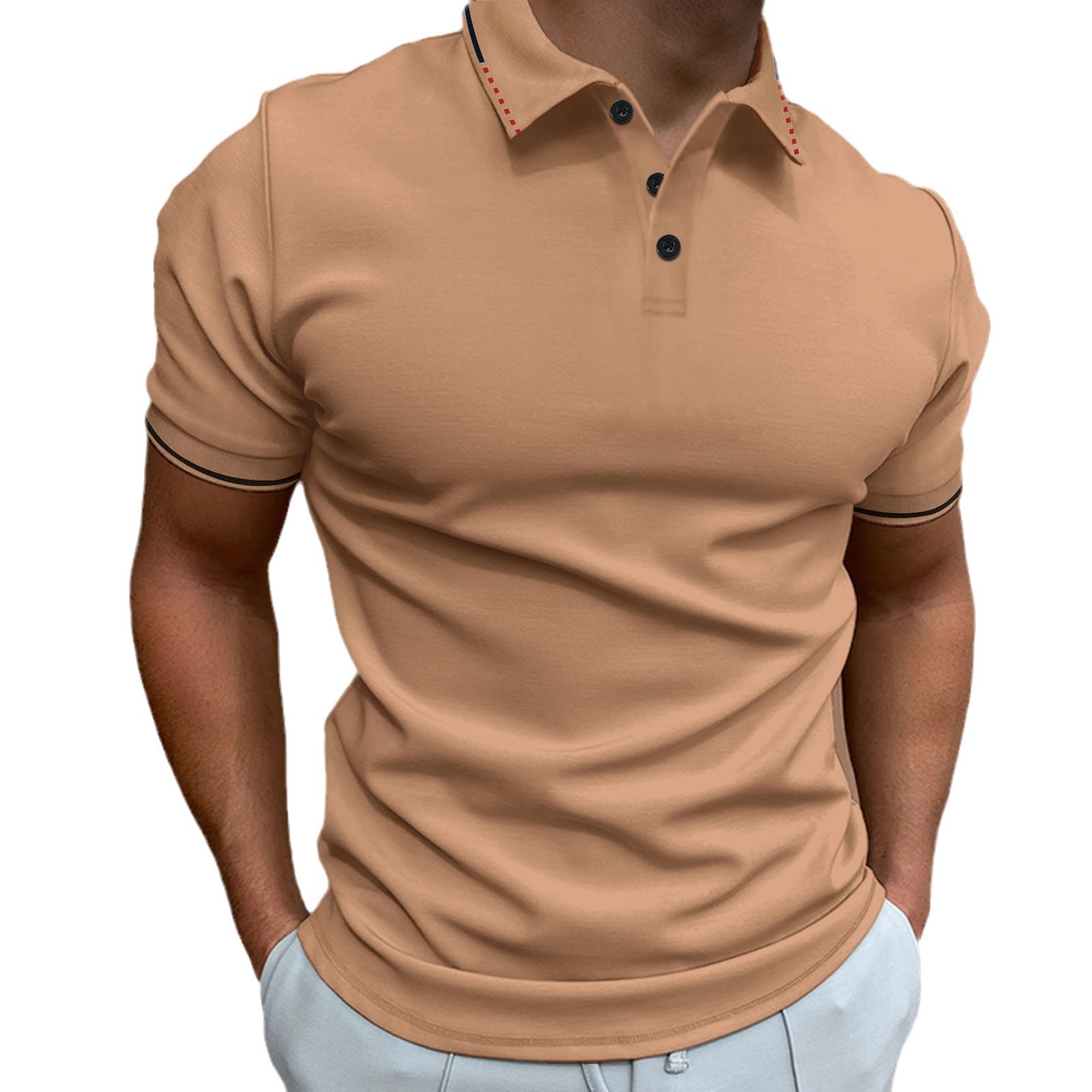 New Men's Casual Threaded Polo Shirt_voghion.com