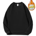 Black chinese cotton crew neck fleece sweatshirt