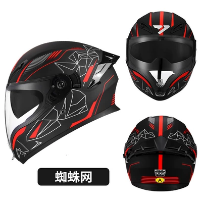 Suitable for All Seasons, Helmet with, Motosiklet kaskı (dəbilqə) - 3cdot-certified-spider-web-transparent-mirror-m53-55-head-circumference