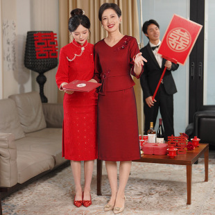 High-end happy mother-in-law wedding dress evening dress small young noble mother wedding dress fashionable dress