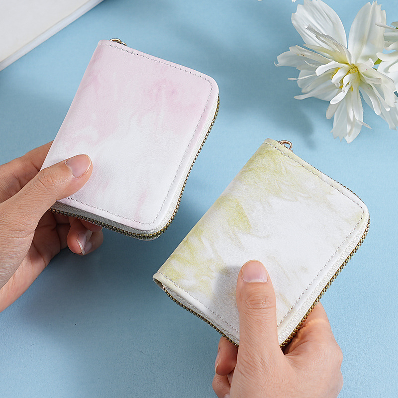Fábrica directa 2024 nueva bolsa de tarjetas de órgano compacta y exquisita para mujeres gradiente multi-tarjeta bolso de cambio de cremallera de estudiantes