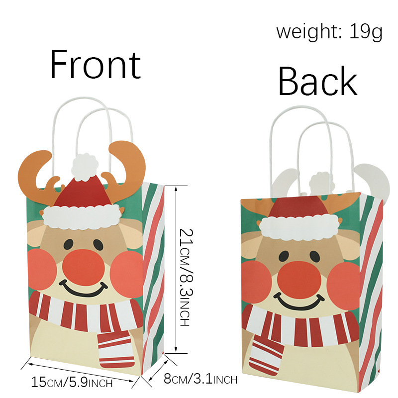 国境を越えた新しいクリスマスクラフト紙手提げ袋クリスマスプレゼント紙袋角底プレゼントバッグ|undefined