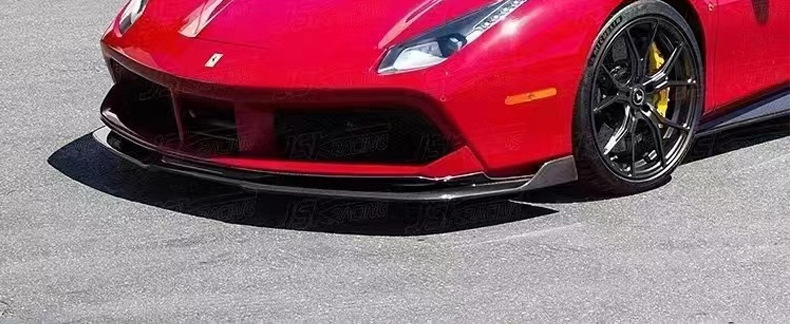 Suitable for Ferrari 488Gtb Modified V-Style Front Lip Carbon Fiber Front Shovel Head Shovel Chin Rear Lip Side Skirt Small Surround