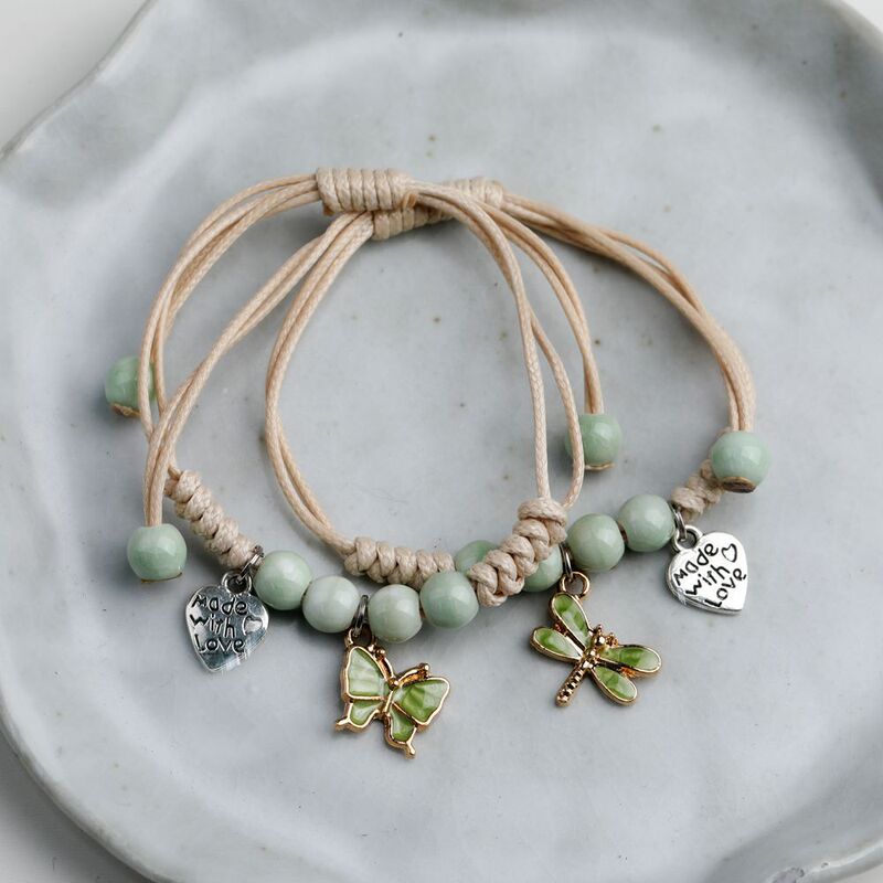 Jingdezhen Butterfly and Dragonfly Bracelet Student Handmade Woven Fashionable Fresh Style Jewelry 2024 New Model