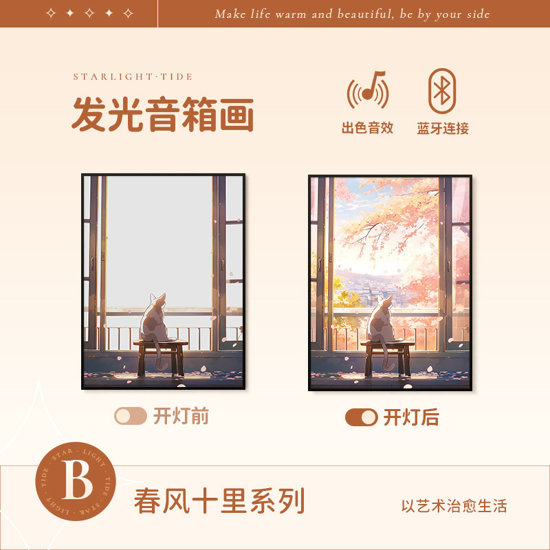 アルミ合金壁画オーディオ絵画 Bluetooth スピーカーライト絵画お土産フォトフレーム吊り絵画リビングルームハイエンド装飾絵画|undefined