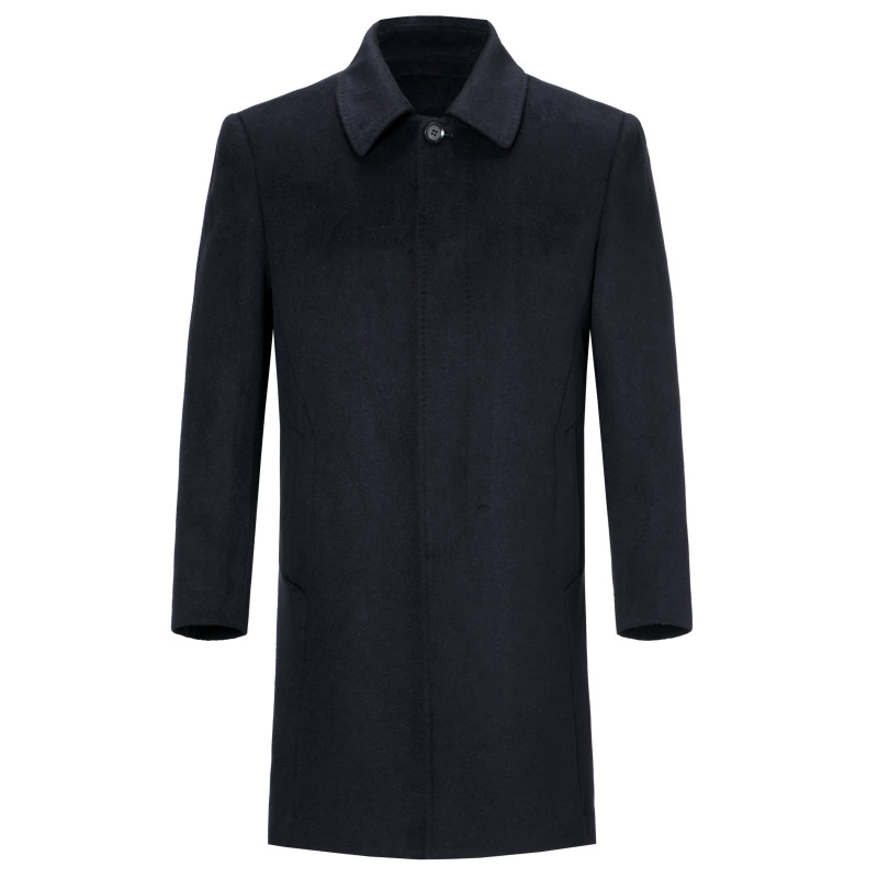 Winter cashmere long coat, liner with down, woolen jacket, mid-length, increased thickness