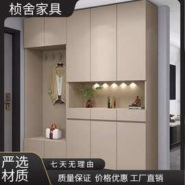 鞋柜家用门口一体靠墙坐凳衣帽柜可坐式入户门厅玄关柜