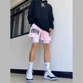 跨境外贸美式潮牌不过膝宽松潮流四分裤男运动透气速训练休闲短裤