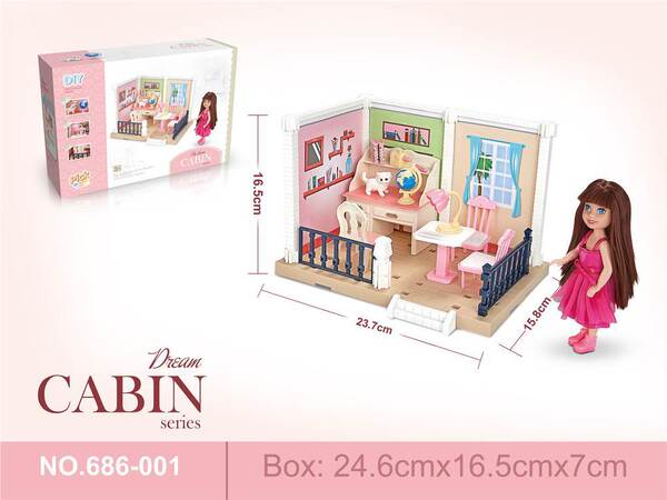 Cross-Border Hot Selling DIY Children's Play House Kitchen Scene Piano Room Pet Room Model Toy Set Wholesale