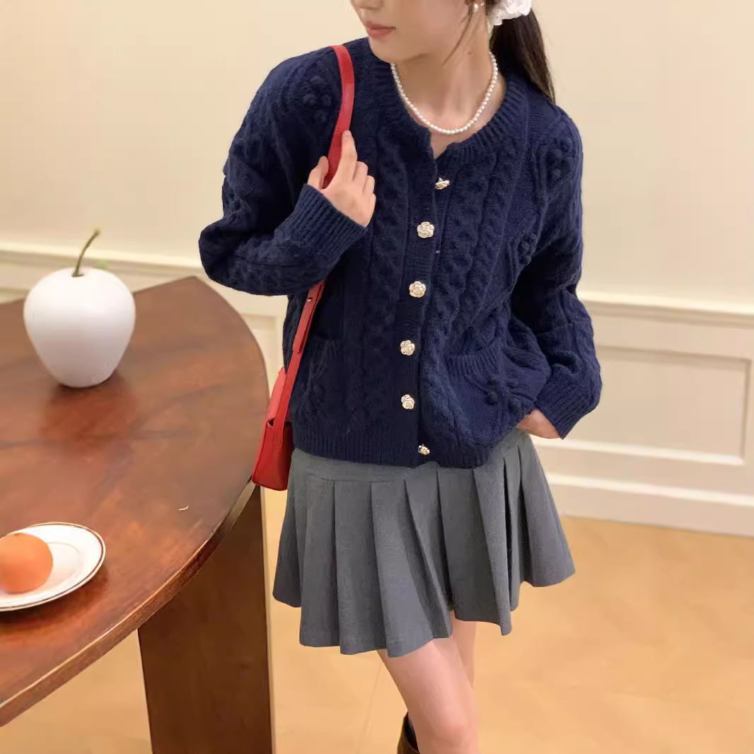 24 Dongpuyuan coreano de alta calidad industria pesada tibetana jersey cardigan de punto chaqueta de otoño y invierno